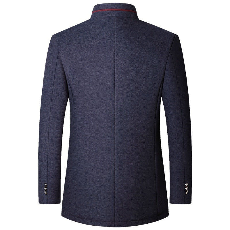 Men's Autumn And Winter Woollen Jacket Stand Collar