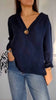 Women's Loose Cotton And Linen Button Hooded Top