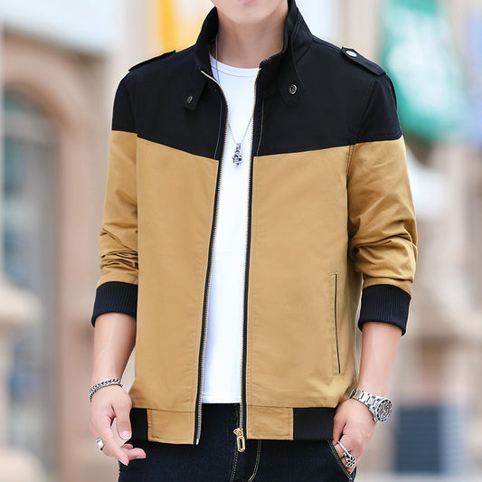 Men's Colour Stitching Stand-collar Jacket