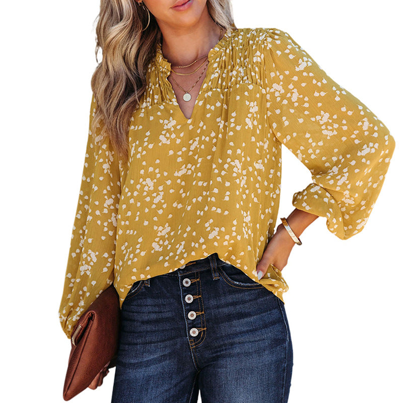 Chic V-Neck Lace Chiffon Top