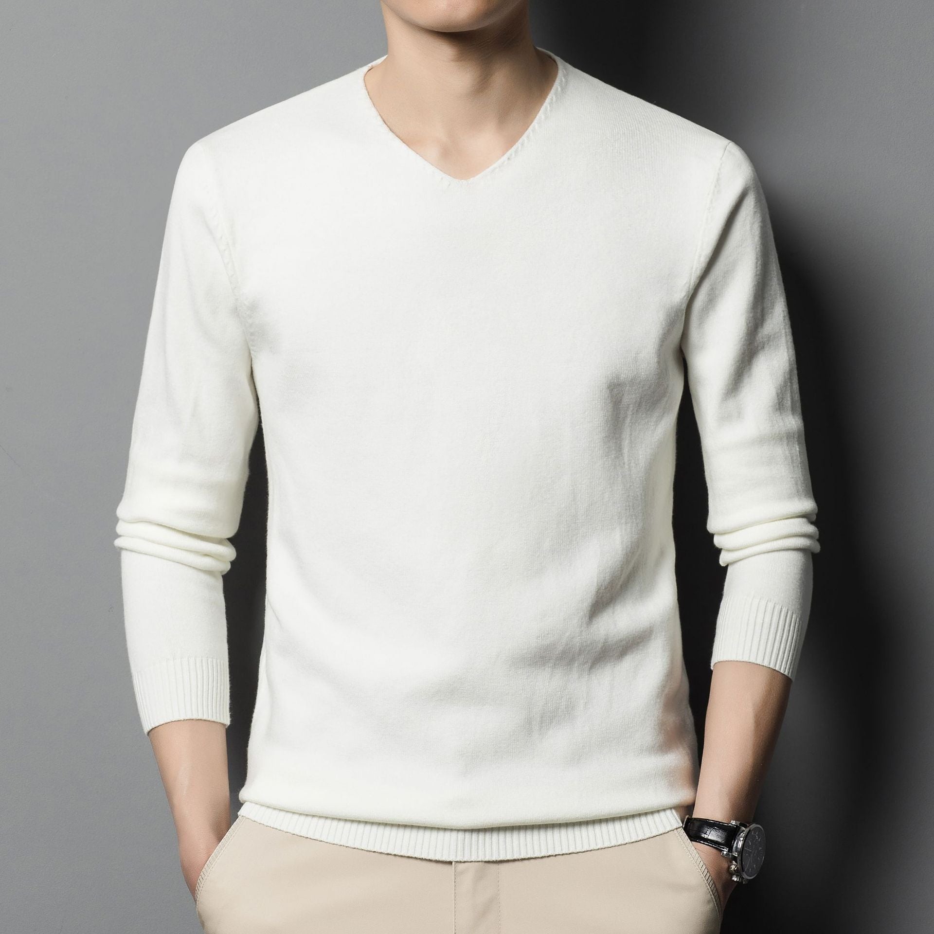 Men's Low V-neck Autumn Bottoming Shirt Inner Knitted Sweater