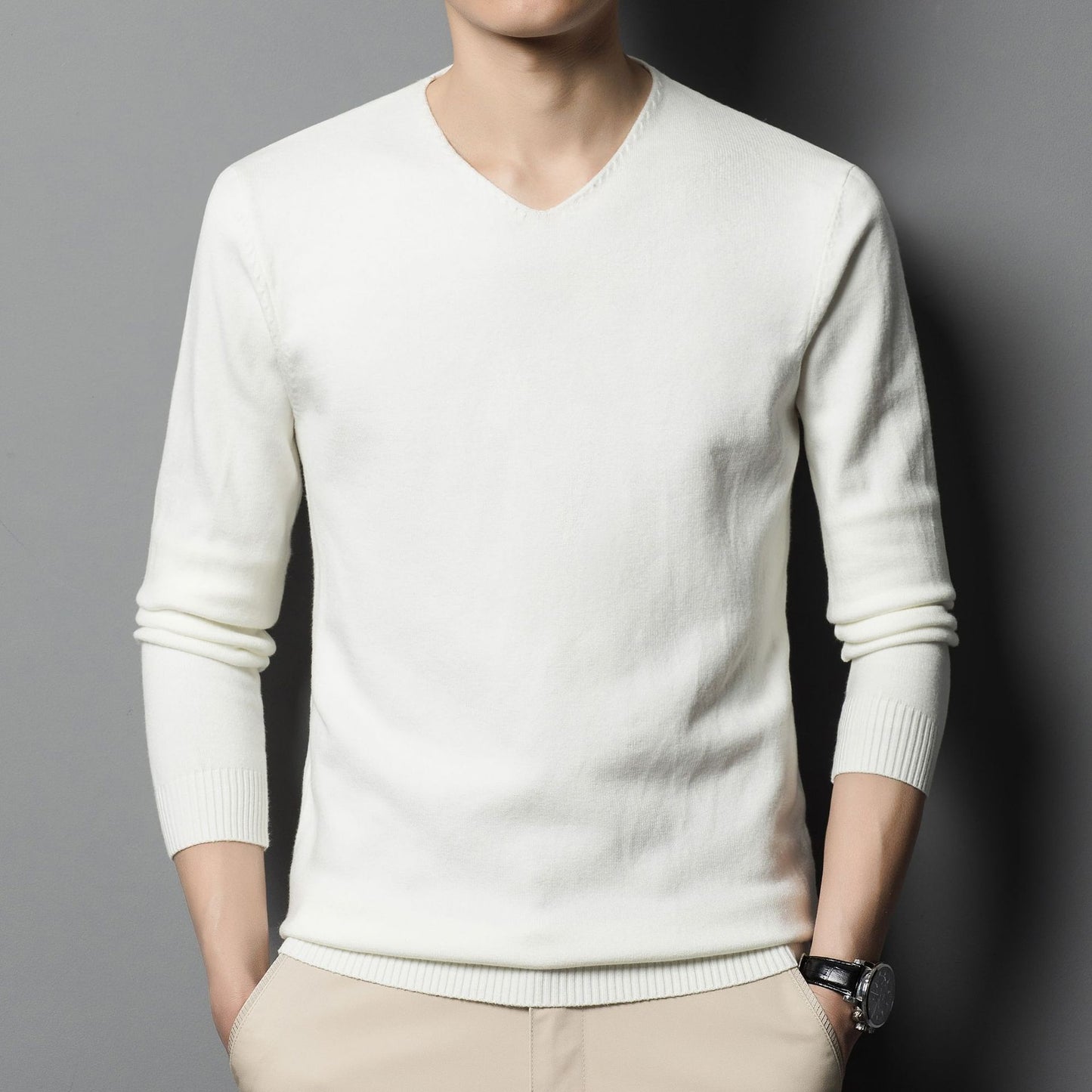 Men's Low V-neck Autumn Bottoming Shirt Inner Knitted Sweater