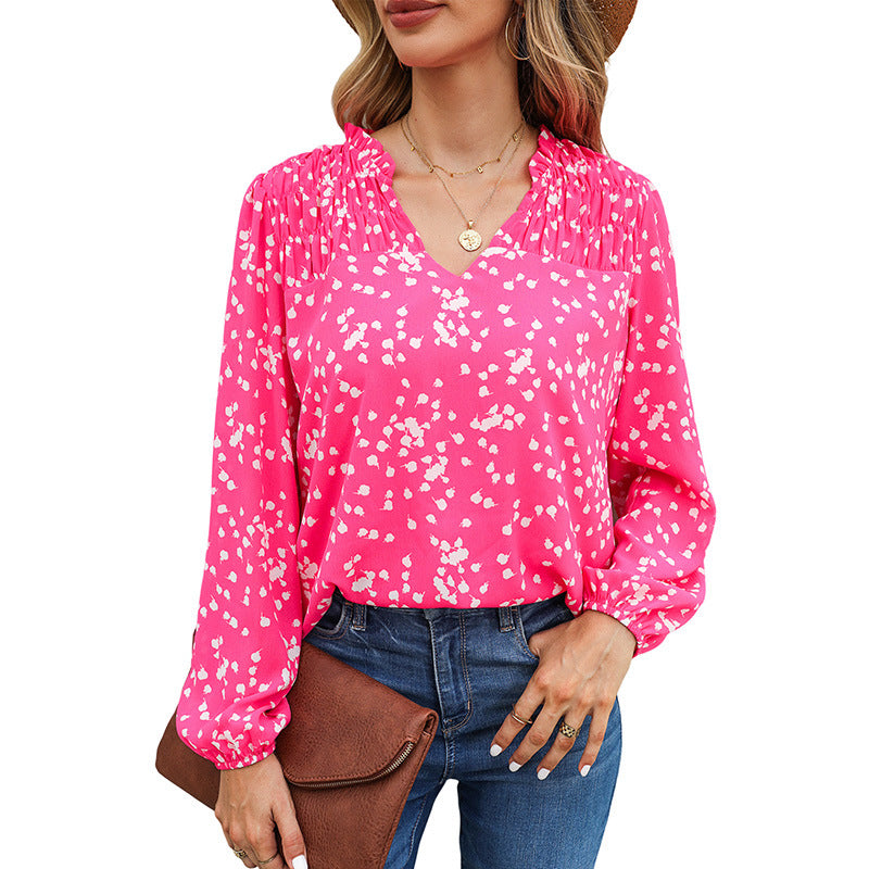 Chic V-Neck Lace Chiffon Top