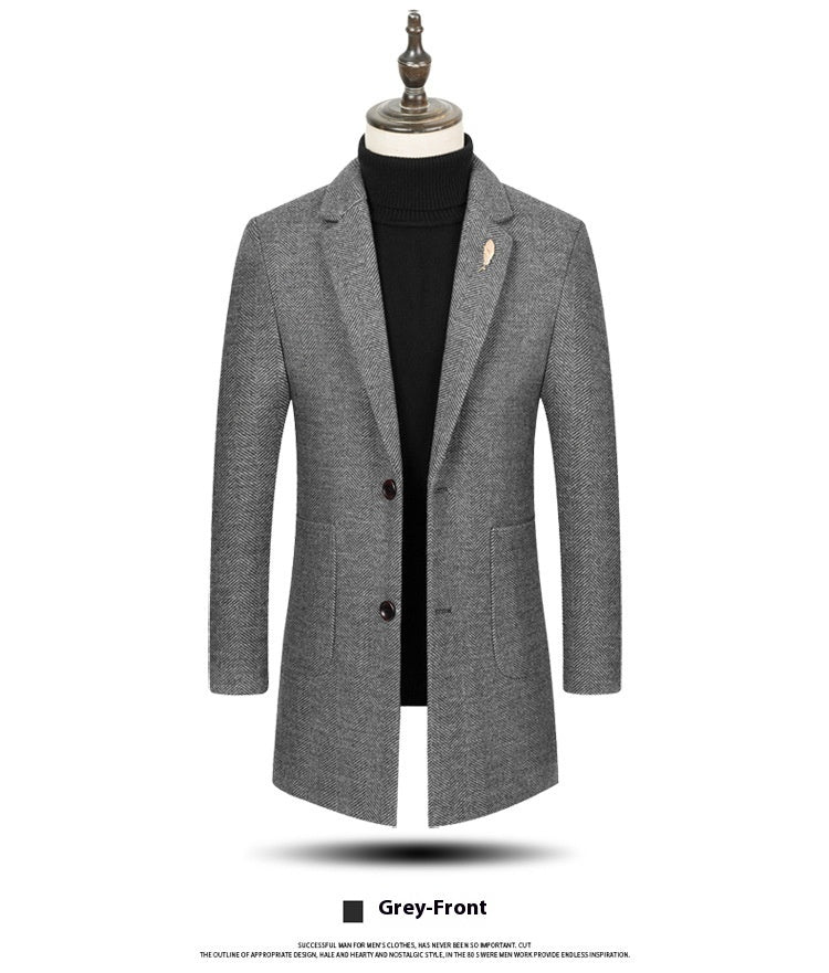 Men's Lapel Herringbone Slim-fit Coat