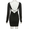Long-sleeved Sexy Backless Sheath Dress