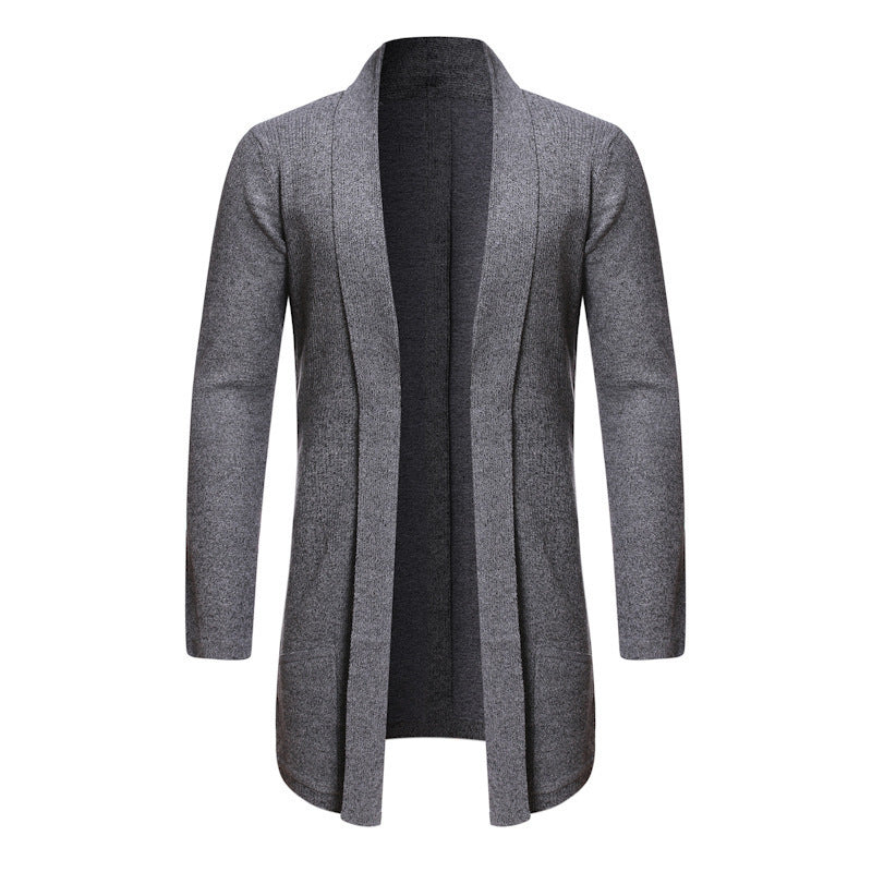 Men's Fall Mid-length Trench Coat Knitted Cardigan