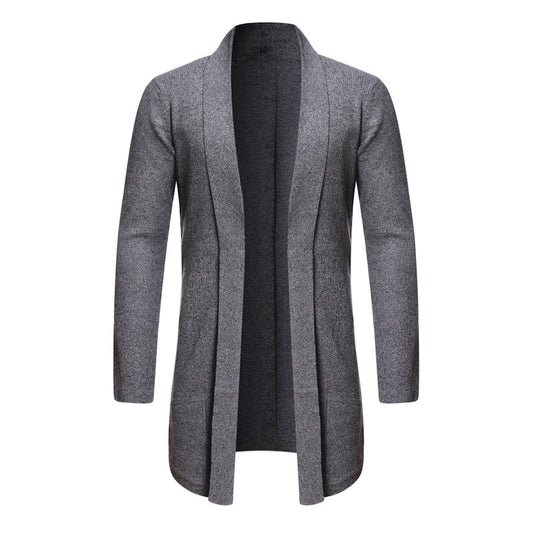 Men's Fall Mid-length Trench Coat Knitted Cardigan