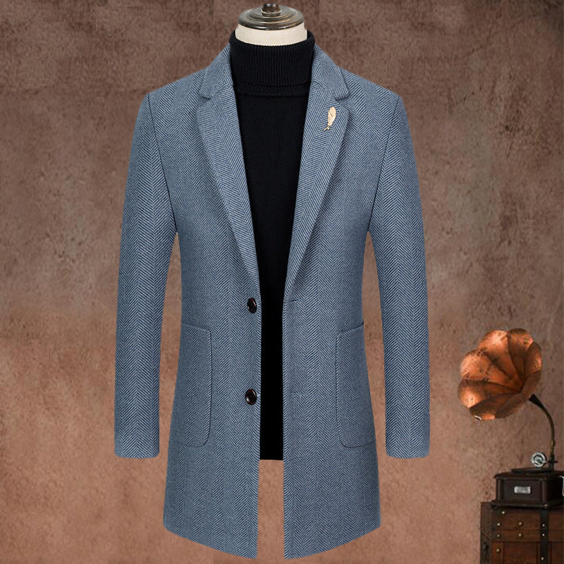 Men's Lapel Herringbone Slim-fit Coat