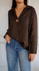 Women's Loose Cotton And Linen Button Hooded Top