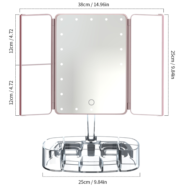 Foldable Tri-sided Makeup Mirror
