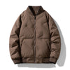Men's Fashion Down Jacket Winter Warm Baseball Jacket Casual All-match Solid Colour Coat
