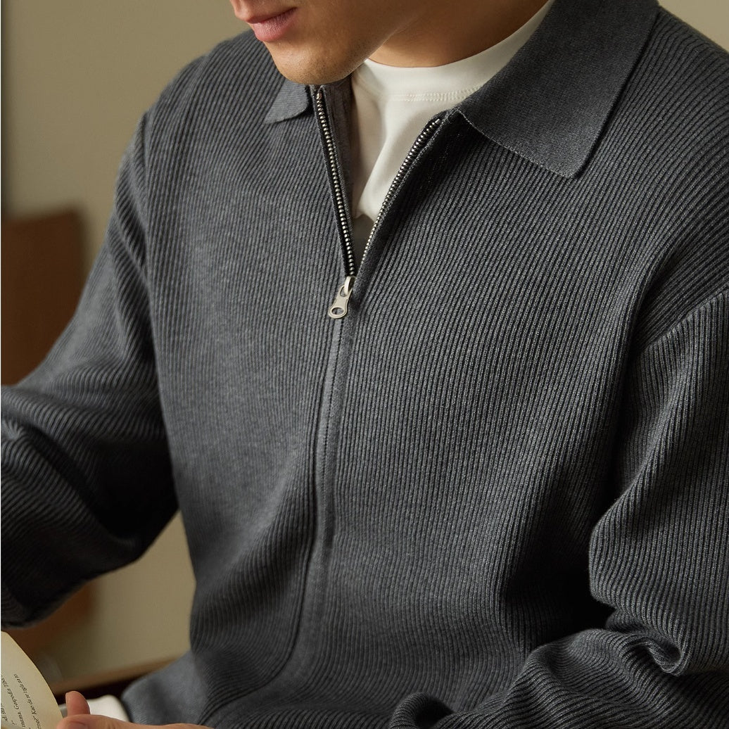 Men's Wool Blended Cardigan Zip Sweater