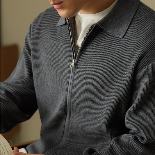 Men's Wool Blended Cardigan Zip Sweater