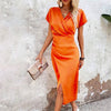 Casual Waist Tight V-neck Fresh Air Sleeve Dress