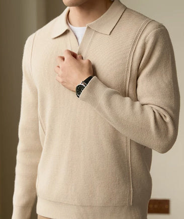 Men's High-end Business Casual Polo Collar Long-sleeved Sweater