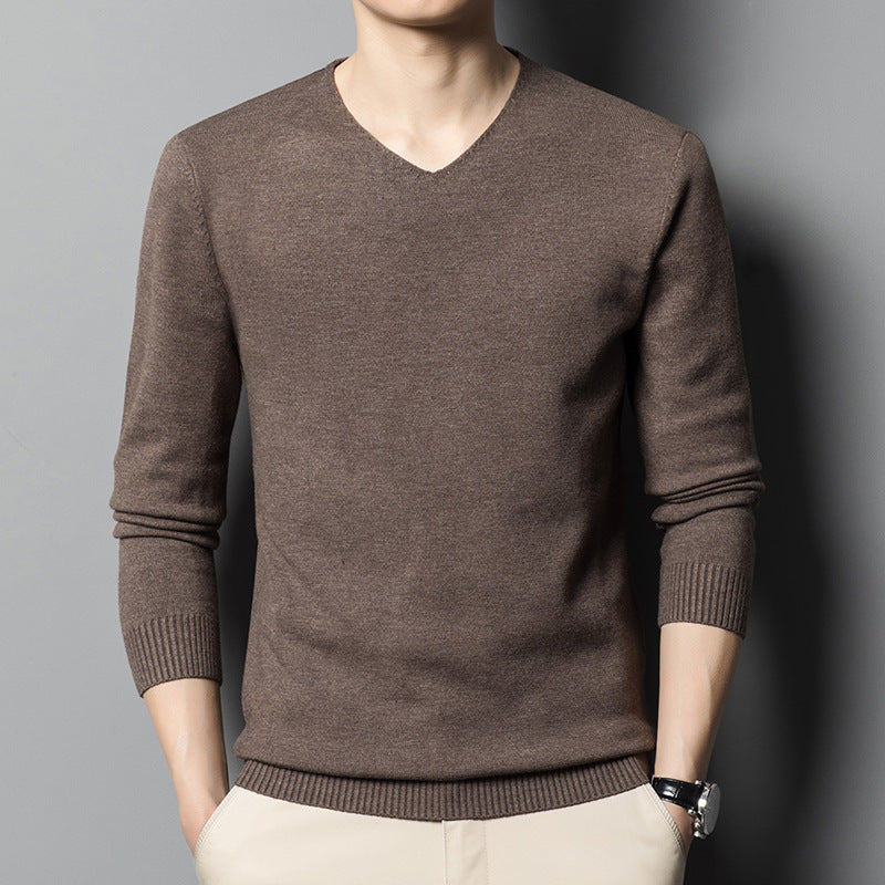 Men's Low V-neck Autumn Bottoming Shirt Inner Knitted Sweater
