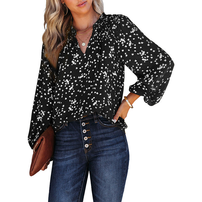 Chic V-Neck Lace Chiffon Top