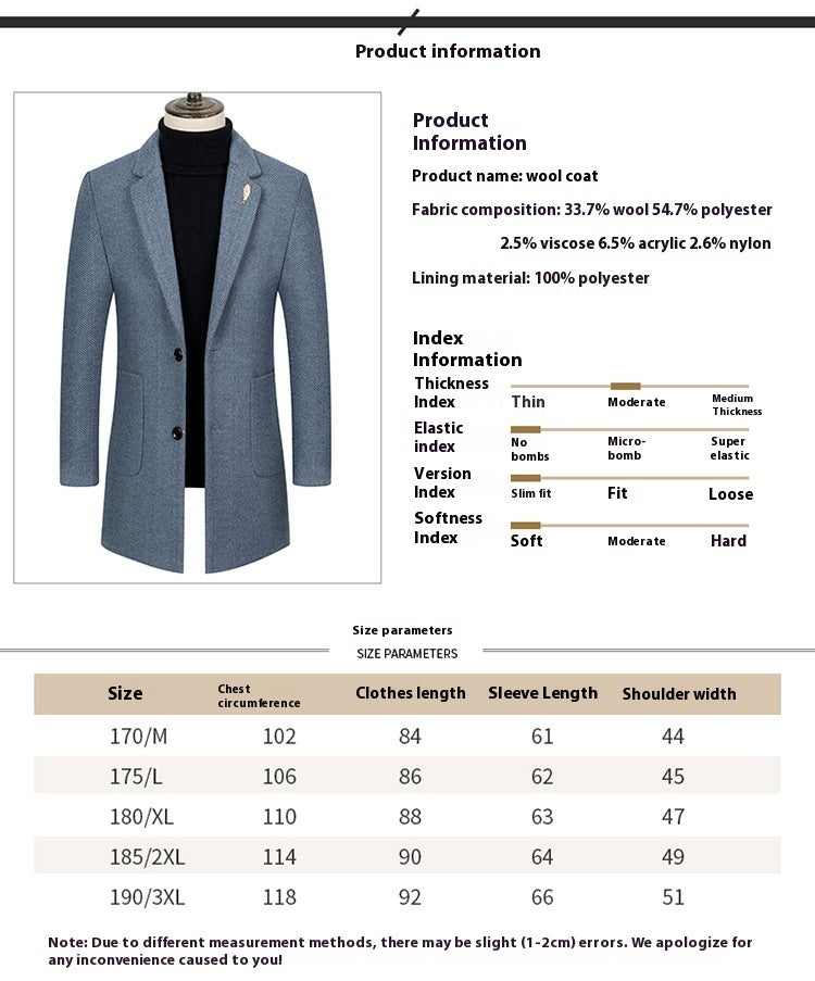 Men's Lapel Herringbone Slim-fit Coat