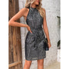 Cross-border With Belt Sequined Halter Dress