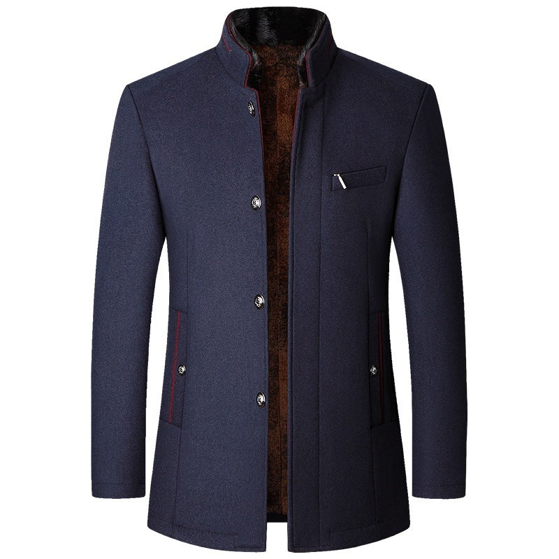 Men's Autumn And Winter Woollen Jacket Stand Collar