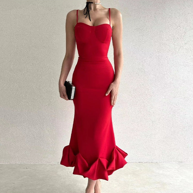Dance Ruffled Hem Sleeveless High Waist Dress