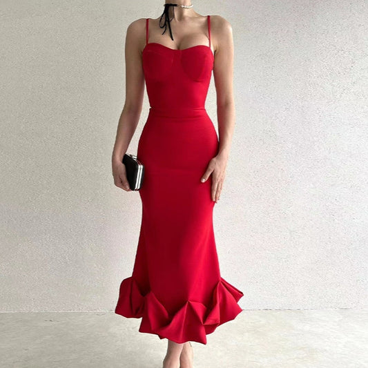 Dance Ruffled Hem Sleeveless High Waist Dress