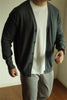 Men's Cotton Knit Cardigan Coat Slim-fit Long Sleeve Solid Color And V-neck