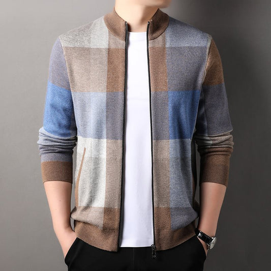 Men's Autumn Striped Colour Matching Cardigan