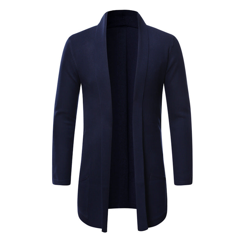 Men's Fall Mid-length Trench Coat Knitted Cardigan