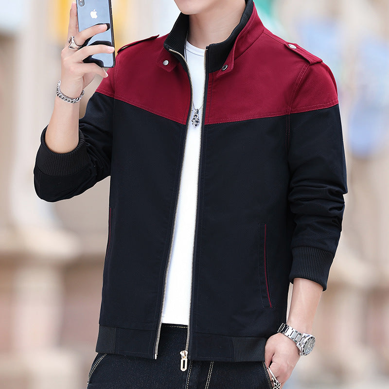 Men's Colour Stitching Stand-collar Jacket