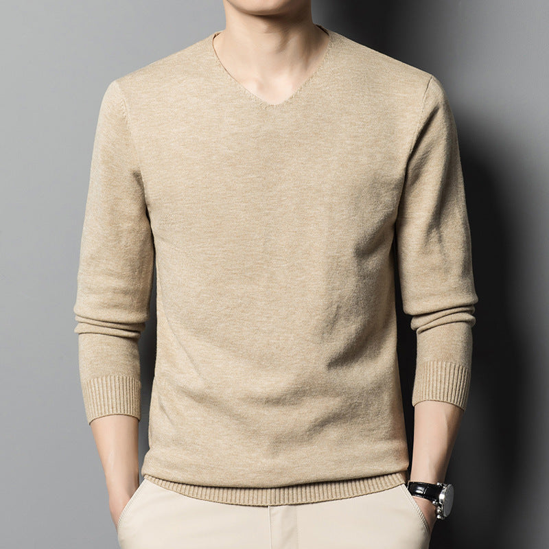 Men's Low V-neck Autumn Bottoming Shirt Inner Knitted Sweater