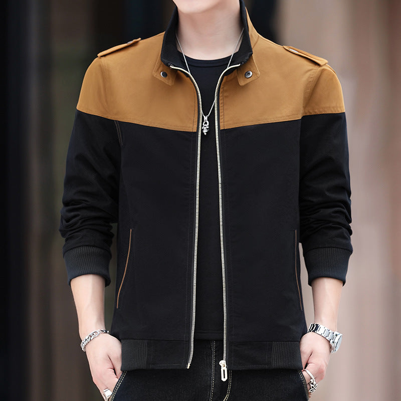 Men's Colour Stitching Stand-collar Jacket