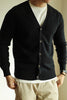 Men's Cotton Knit Cardigan Coat Slim-fit Long Sleeve Solid Color And V-neck