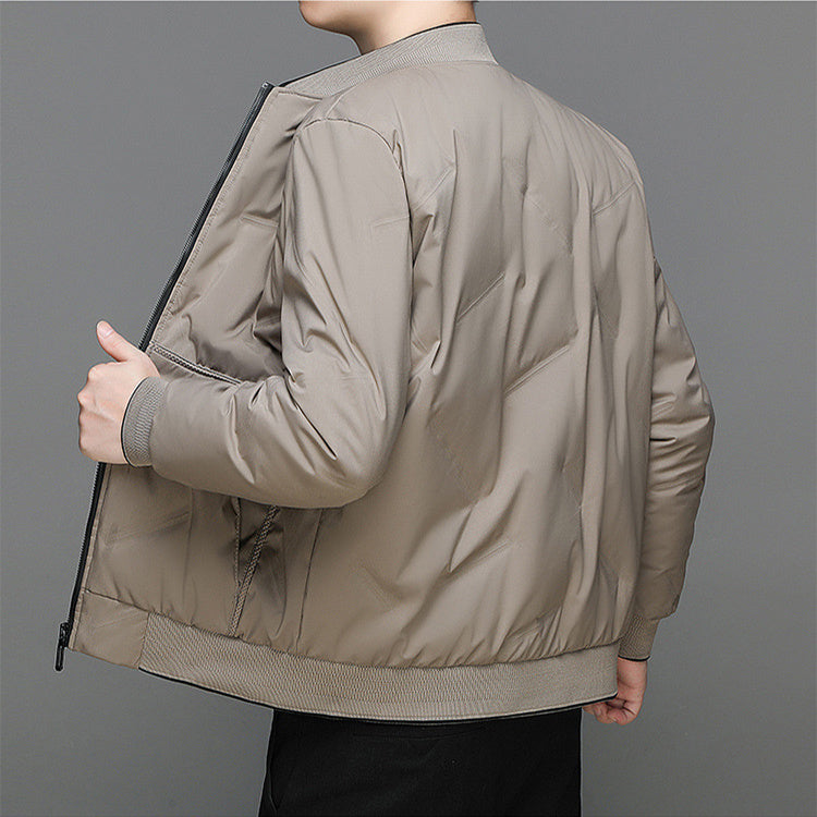 Men's Fashion Down Jacket Winter Warm Baseball Jacket Casual All-match Solid Colour Coat