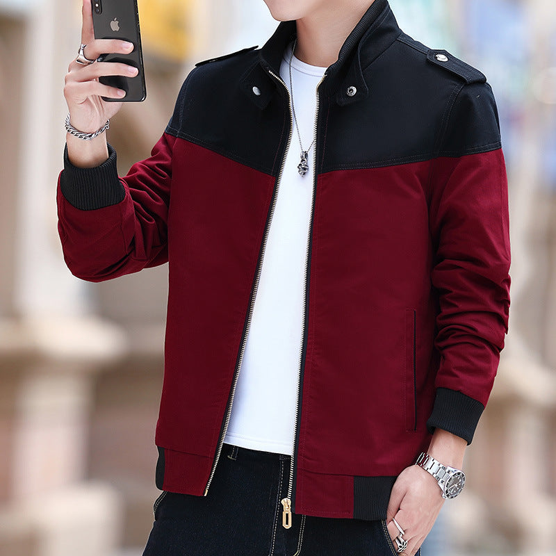 Men's Colour Stitching Stand-collar Jacket