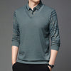 Men's Fake Two-piece Lapel Long-sleeved T-shirt