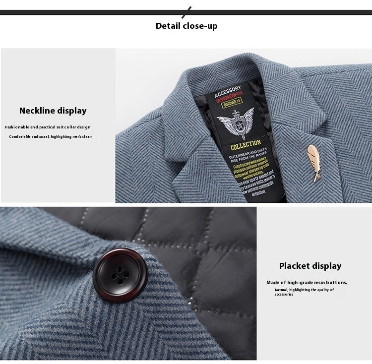 Men's Lapel Herringbone Slim-fit Coat