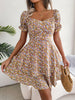 Women's Mini Dress with Flower Print and Big Swing Hem