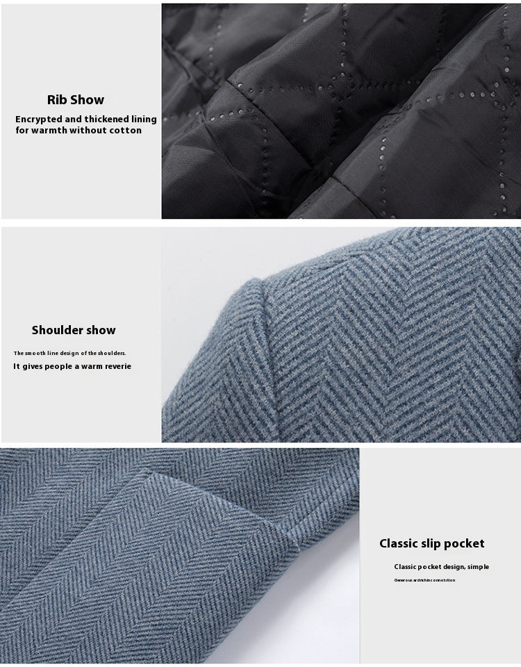 Men's Lapel Herringbone Slim-fit Coat
