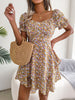 Women's Mini Dress with Flower Print and Big Swing Hem