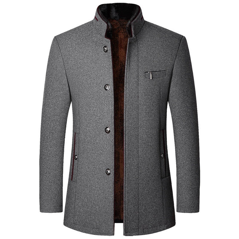 Men's Autumn And Winter Woollen Jacket Stand Collar