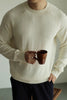 Men's Long-staple Cotton Sweater Sweater Cotton Round Neck Pullover Retro Casual Sweater