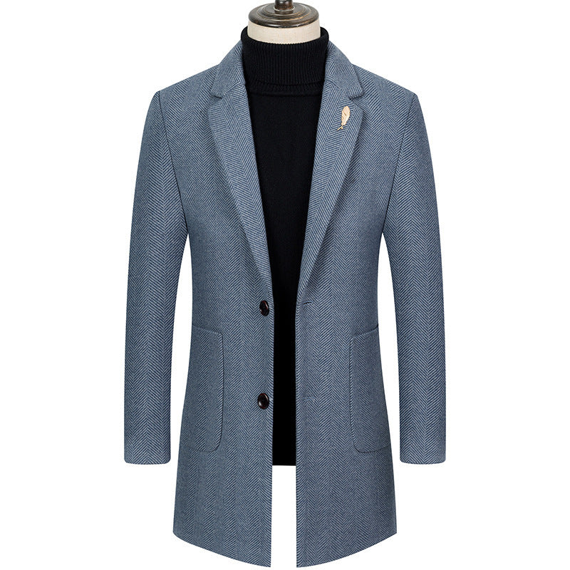 Men's Lapel Herringbone Slim-fit Coat