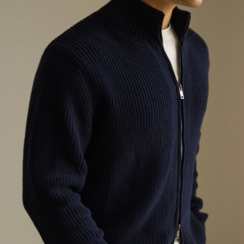 Men's Anti-Pilling Heavy Zipper Coat Sweater Solid Colour Sweater Thickened