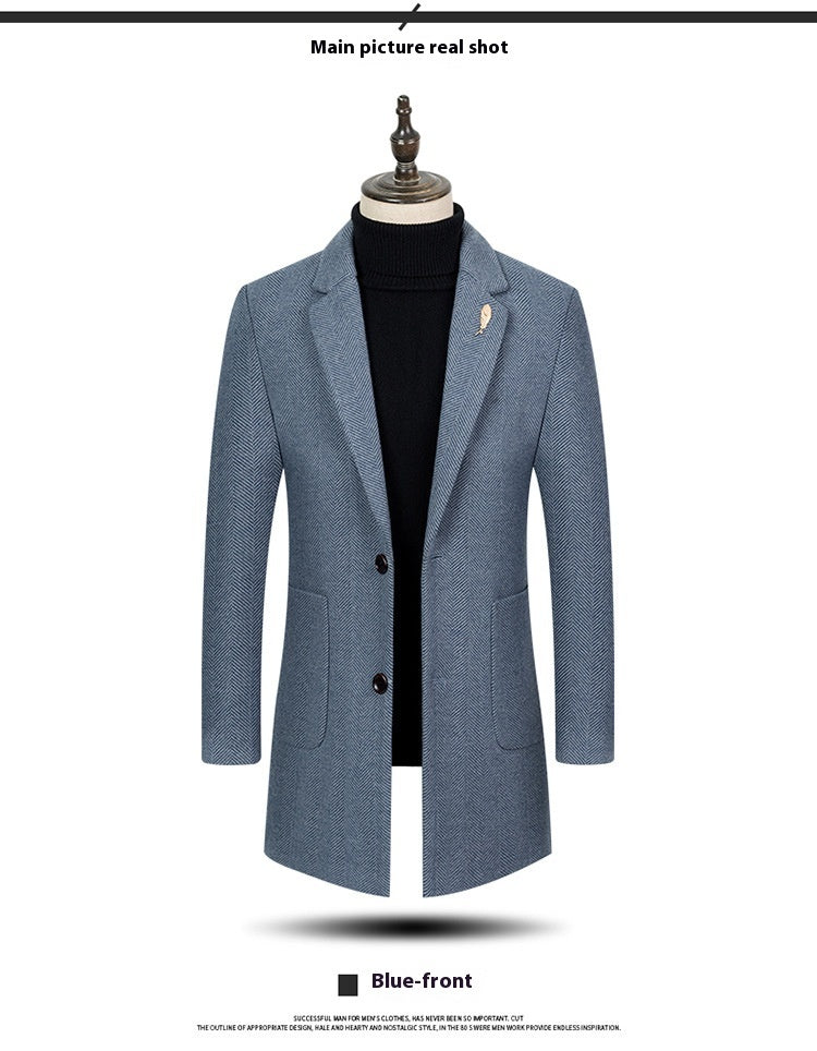 Men's Lapel Herringbone Slim-fit Coat