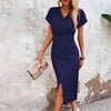 Casual Waist Tight V-neck Fresh Air Sleeve Dress