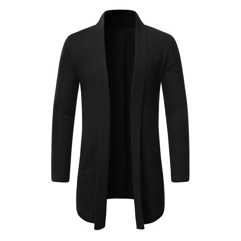Men's Fall Mid-length Trench Coat Knitted Cardigan