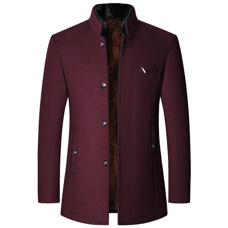 Men's Autumn And Winter Woollen Jacket Stand Collar