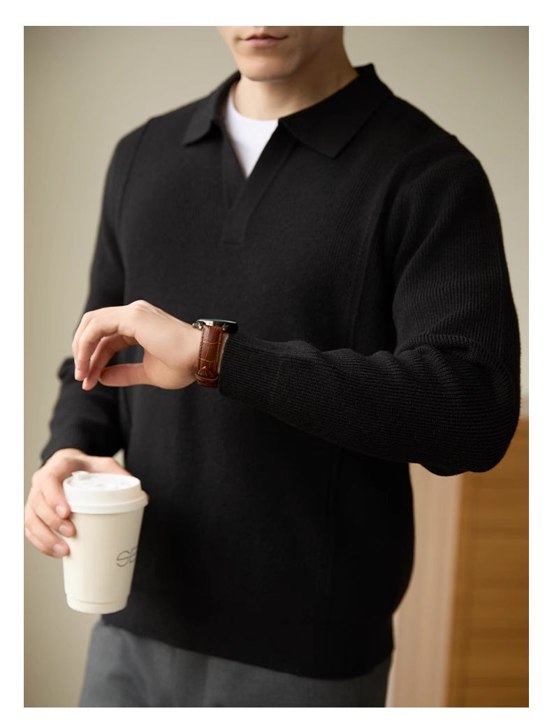 Men's High-end Business Casual Polo Collar Long-sleeved Sweater