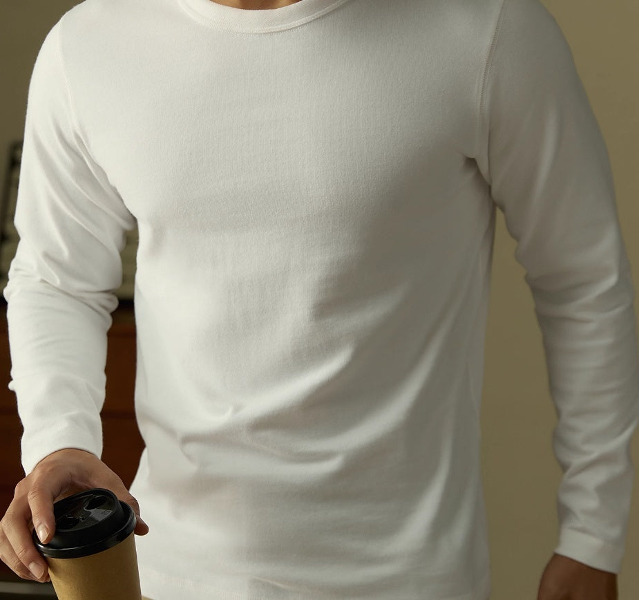 Men's Pure Cotton Basic Style Carbon Brushed All-match Bottoming Shirt
